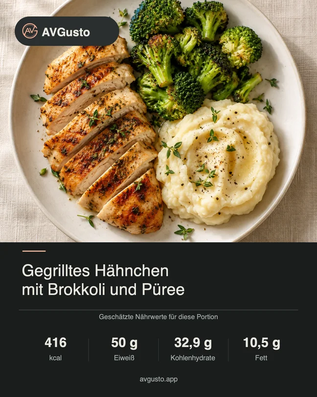 Dunkle Karte: Mit geschätzten Nährwerten.